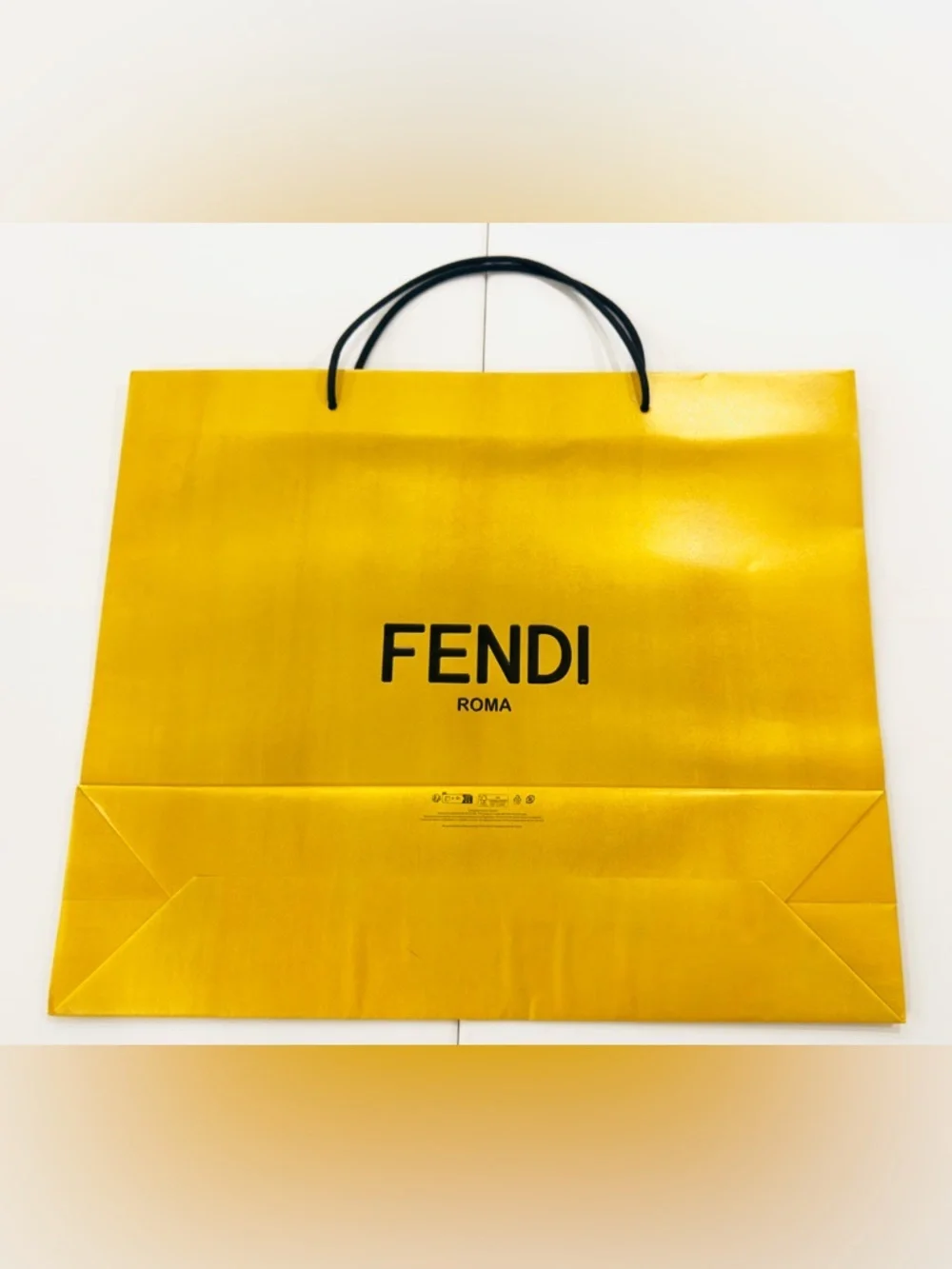 FENDI Roma Reusable Paper Shopping Gift Bag Yellow Size 22”x 18.5”x 6” Inches